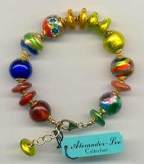 Multicolored Venetian Bead Bracelet with Discs